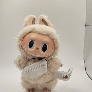 White Crossbody Bag With White Lettering. Fits 17cm Dolls. No Doll Included.